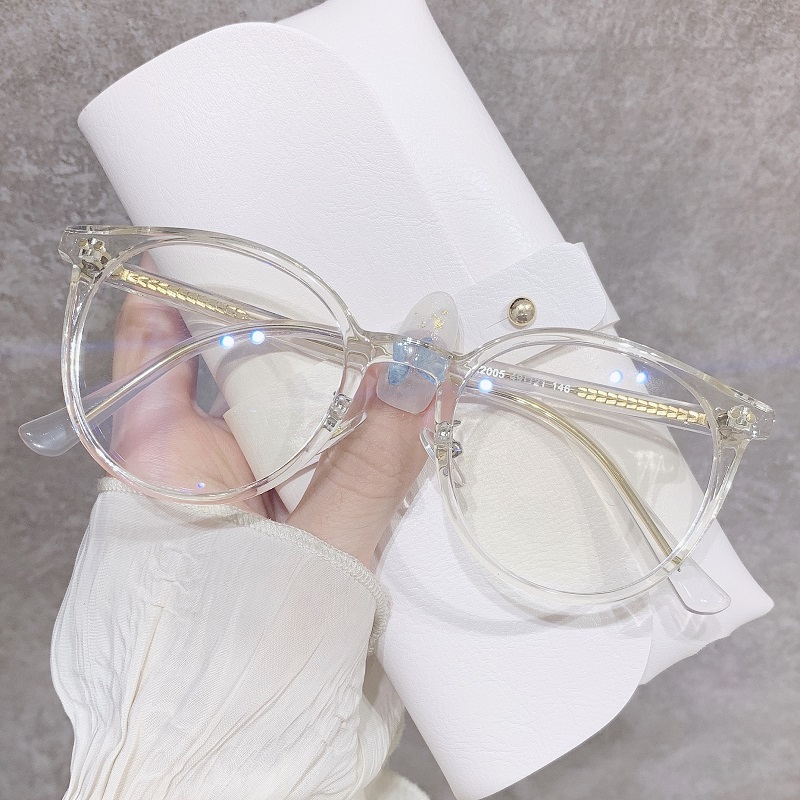 Ultra-light small face myopia glasses frame female degree can be equipped with transparent retro Korean version trendy round frame Japanese plain ins style