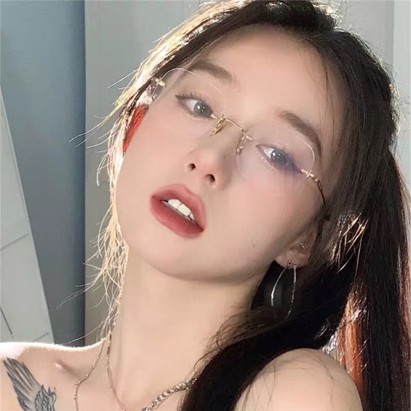 jennie same paragraph without frame-side glasses female myopia with degree retro ins Han version Chaonets Red Decorative Frames