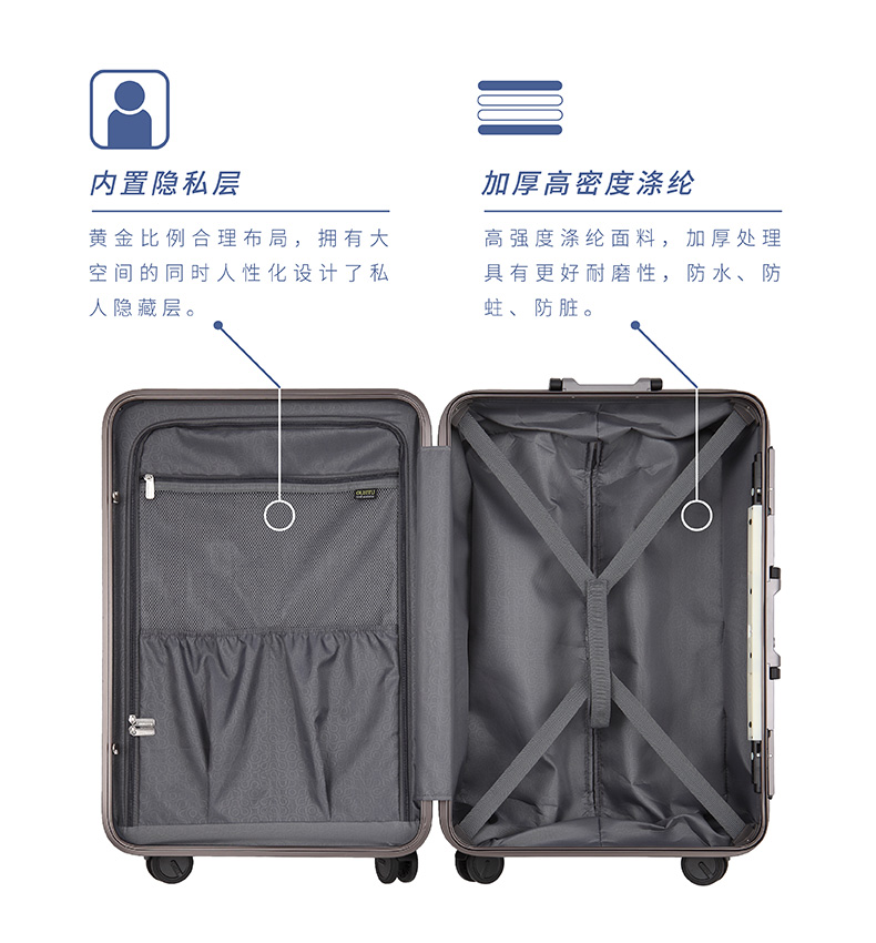 Gusitu khung nhôm hộp hành lý phổ bánh xe PC tinh khiết vali nam và nữ trường hợp xe đẩy màu trắng - Va li vali túi vải