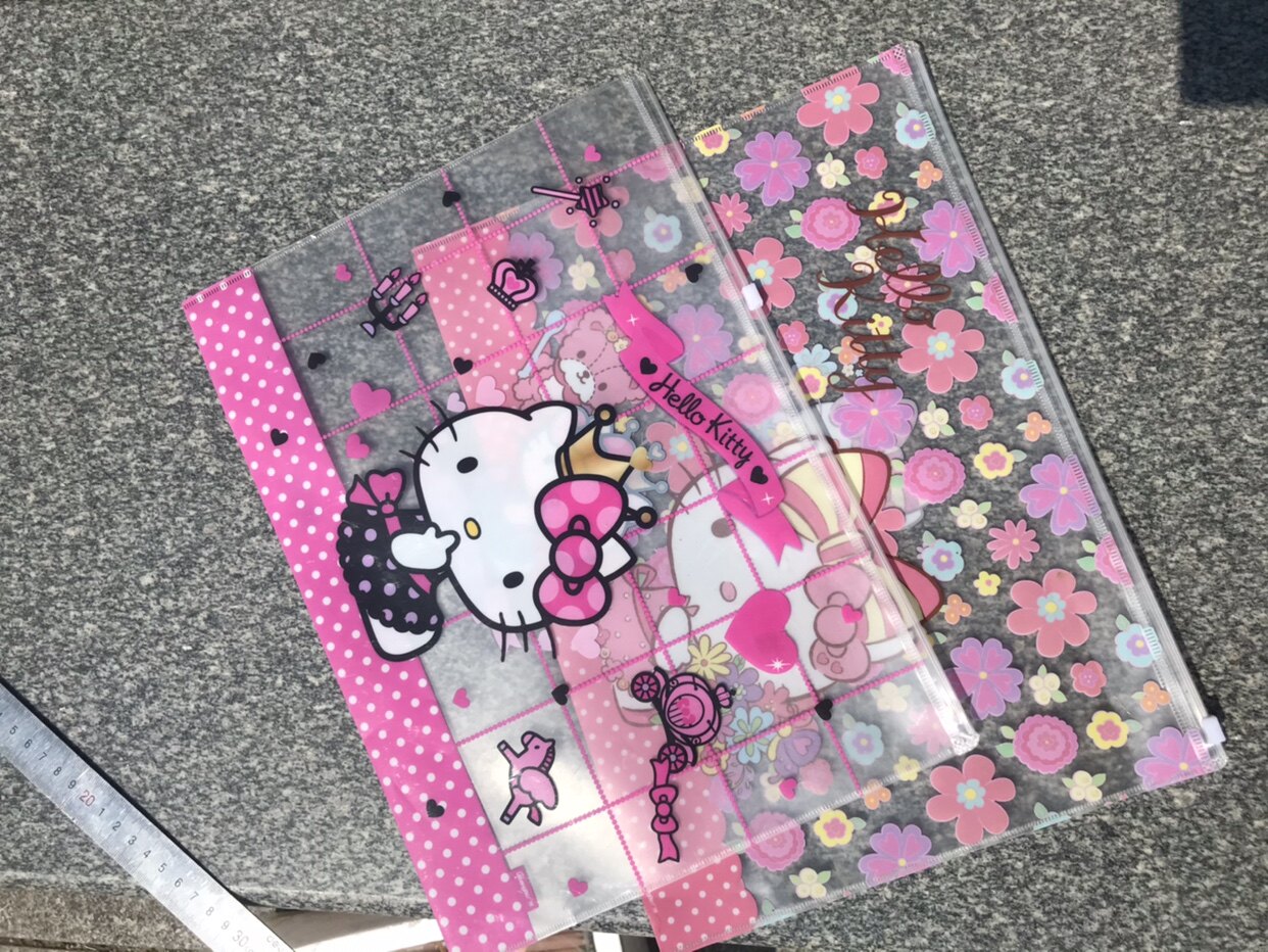 Guangbo Hello Girls Document Zipper Bag Document Bag 2pcs