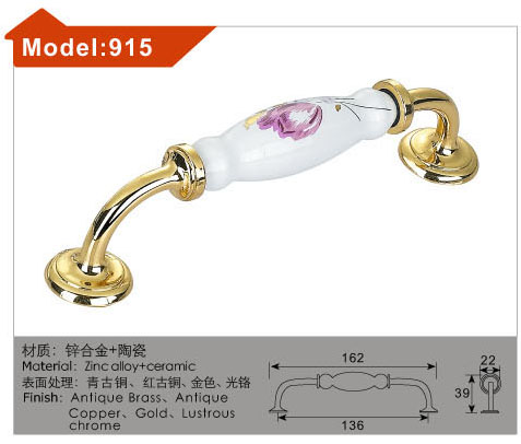 European ceramic handle ceramic red and blue blue blue bronze hand drawer cupboard closet door handle