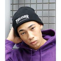 THRASHER MAG LOGO BEANIE Japanese thread embroidery black and white label mens and womens cold hat thread hat