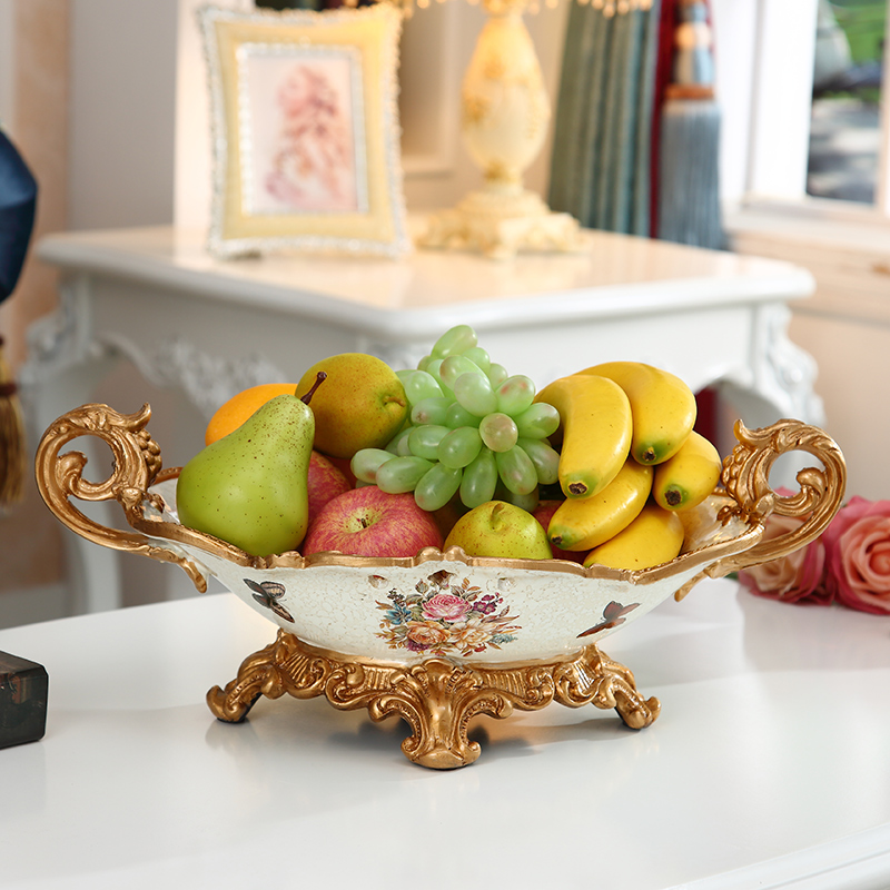 European resin binaural fruit plate Home decoration Household living room coffee table high-grade luxury large fruit plate ornaments