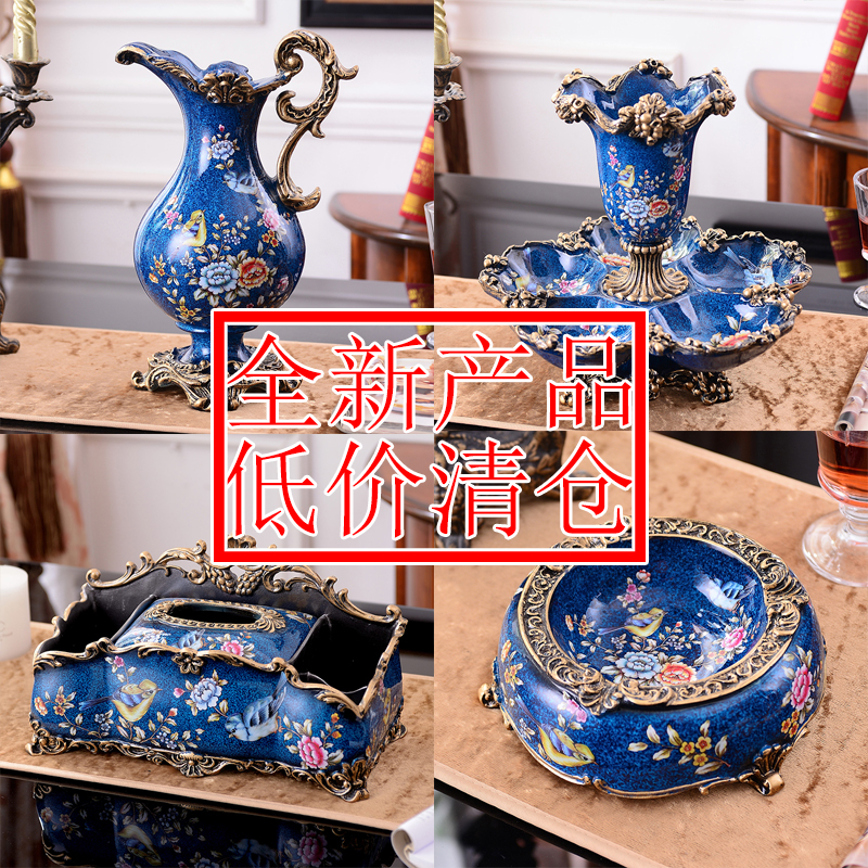 European American vintage vase decoration Living room flower arrangement Household living room wine cabinet Dining table TV cabinet decoration decoration