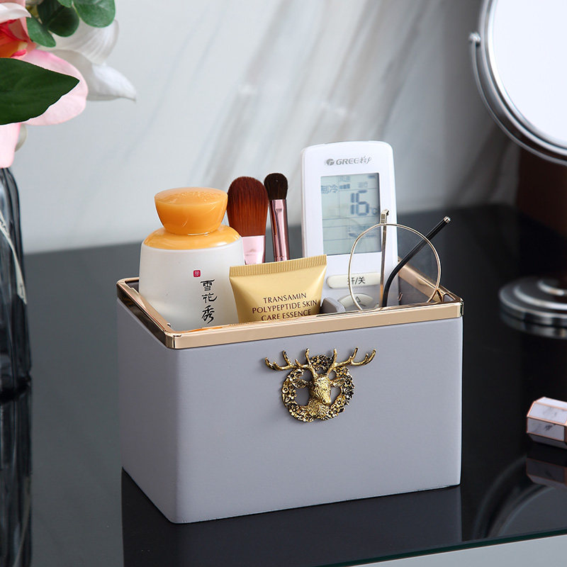 Light luxury living room desktop multi-grid remote control key storage ornaments European coffee table Modern simple jewelry decorative box