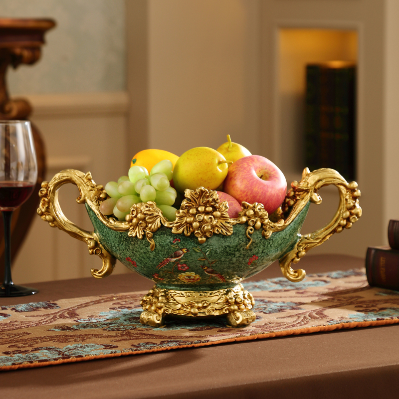 European Retro Luxury Fruit Plate, Housewarming Decoration, Creative Living Room Coffee Table Snack Plate, Home Soft Decoration Ornaments