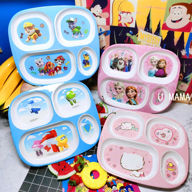 Children's Dinner Plate Cartoon Cute Baby Divided Plate Imitation Porcelain Anti-Fall Heat-Resistant Plate Spoon Infant Complementary Food Learning to Eat Children's Dinner Plate Cartoon Cute Baby Divided Plate Imitation Porcelain Anti-Fall Heat-Resistant Plate Spoon Infant Complementary Food Learning to Eat