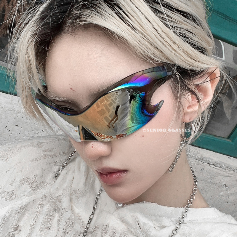 Subculture Wasteland Style Cool Sunglasses Y2K Futuristic Tech Sense Frameless Punk Styling Sunglasses