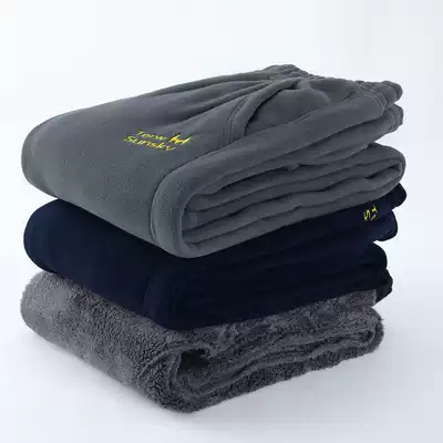 Outdoor windproof fleece pants straight tube men wear winter thick fleece sports loose casual trousers