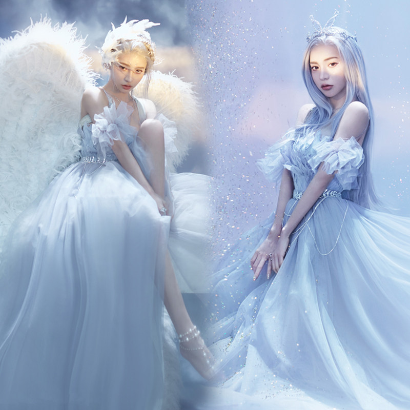 Dream elf fairy anime fairy art dress dress new gray feather dress