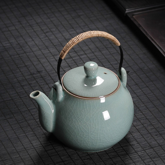 Celadon teapot single pot large Longquan ice-cracked ceramic large-capacity Kung Fu tea set tea making tea pot Chinese tea set