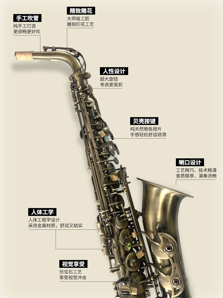 Người Pháp mới bắt đầu chơi nhạc cụ al-sax al-sax cổ điển phân loại người lớn đích thực - Nhạc cụ phương Tây giá đàn nguyệt