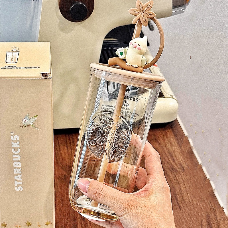 Starbucks New Cup Glass Triangular Straw Cup Autumn Cute Desktop Girlfriend Christmas Gift Water Cup Starbucks New Cup Glass Triangular Straw Cup Autumn Cute Desktop Girlfriend Christmas Gift Water Cup