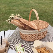 Picnic Blue willow choreographeme choreographete basket with cover large number of outdoor basket shopping basket Basket Picking Basket