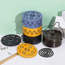 Mosquito Coil Box Outdoor Tray of grey disc box stove frame disc holder portable fire protection with lid household hollowed-out disc can hang up and hang up