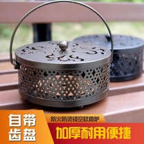 304 stainless steel mosquito coil case portable creative disc case Incense Stove Hollowed-out Retro with cover fireproof Shelf Home User