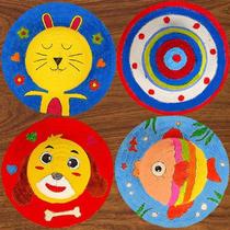 Straw hat diy painting hat childrens kindergarten painting painting painted hand-painted graffiti coloring creative handmade material package