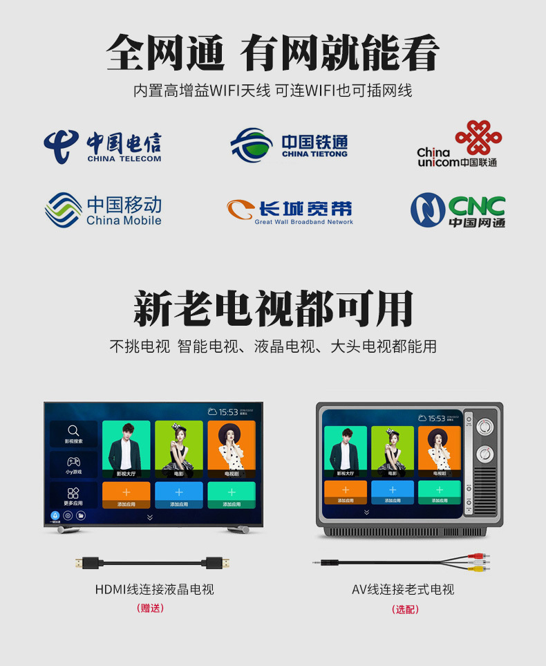 Qiyi fruit I5 set-top box home full mạng TV box wifi không dây thông minh Android HD player cục phát wifi 4g giá rẻ