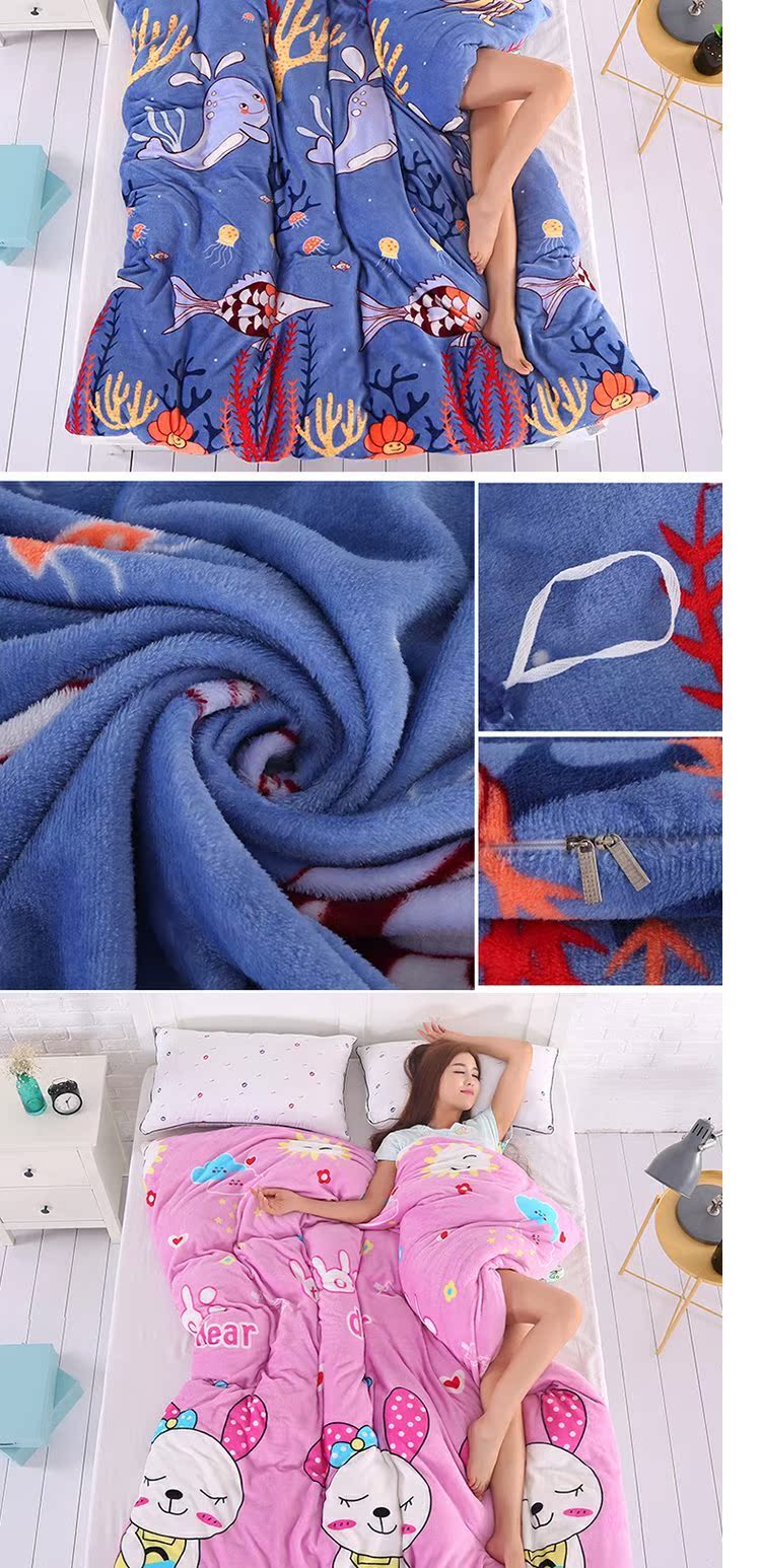 Chăn hai mặt san hô đơn mảnh dày đôi flannel quilt bao gồm mùa thu và mùa đông chăn sinh viên nhung ấm giải phóng mặt bằng chăn ga hàn quốc