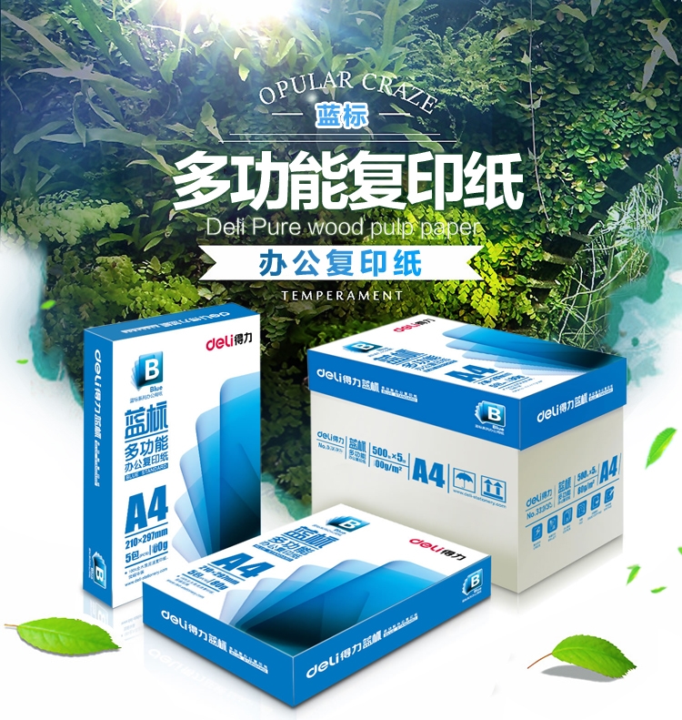 Màu xanh nước biển tiêu chuẩn xác thực 70g 80G in bản sao giấy A4 giấy văn phòng 5 túi hộp vận chuyển quốc gia