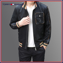 TOMMY SHANGYE New Fall Winter Men's Striped Jacket Heavy Craft Embroidered Men's Jacket
