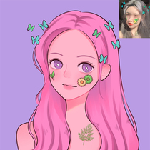 Peach wind hand-painted head Cartoon Cartoon Image Design Q version fixed production live photo couple