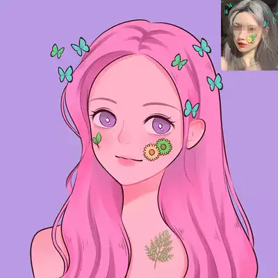 Peach wind hand drawn avatar cartoon cartoon image design Q version custom made real photo couple