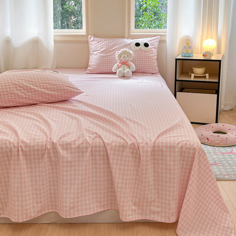 [Fuji Store] All-Cotton Yarn-Dyed Washed Cotton Large-Eye Towel Embroidery Single Piece Pure Cotton Bed Sheet Pillowcase Three-Piece Set
