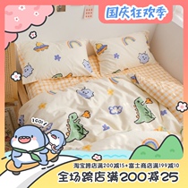 (Fuji store) 2021 New cute cotton four-piece cartoon cotton students quilt cover 3 sets of sheets