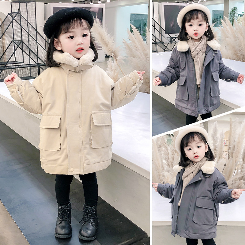 Girls' padded clothes 2020 winter new children's foreign style warm school overcoming baby winter clothes plus velvet thick coat