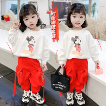 Girls net red suit 2021 spring new baby sweater overalls childrens spring and autumn leisure two-piece tide 6
