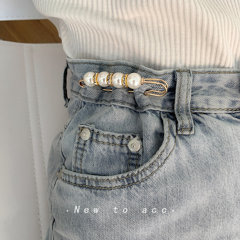 Waist pearl brooch women's anti-light buckle waist waist change small artifact fixed clothes skirt pin summer