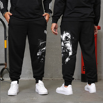 Autumn size loose sports pants mens tide fat pants plus large size printed casual pants fat mens pants 300 Jin