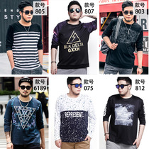 300 Jin Fat Plus Fat Large Long Sleeve T-shirt Mens Fat Men Top Fat Round Neck base shirt Size Mens Tide Wear