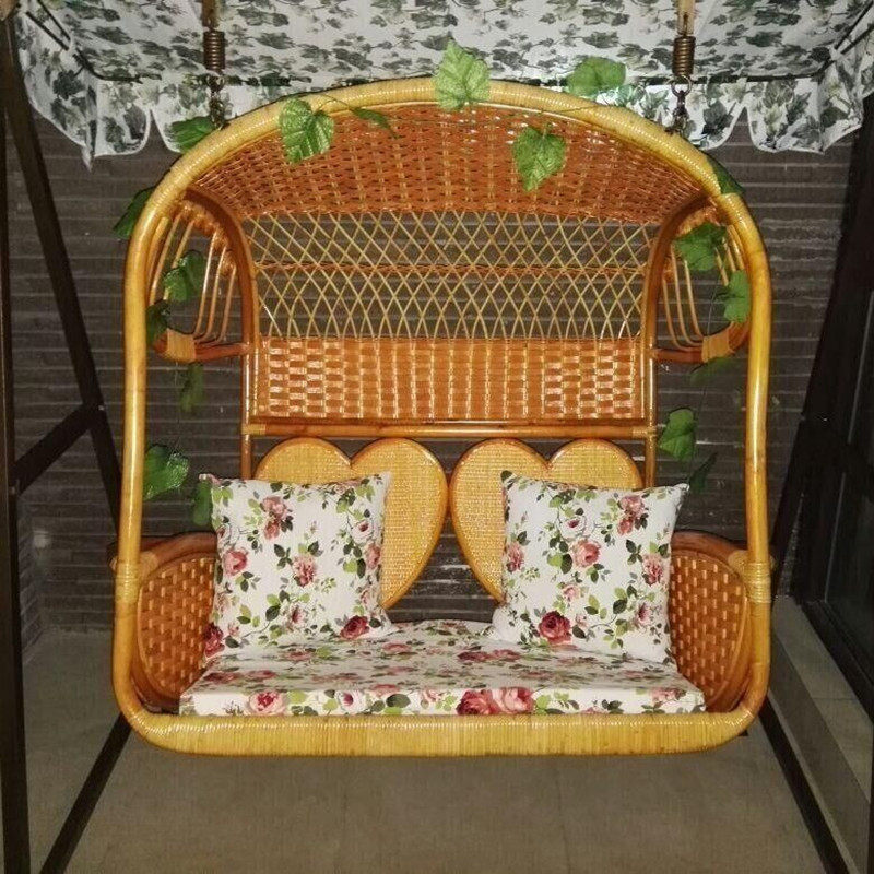 Rattan chair hanging basket real rattan double balcony indoor and outdoor adult hanging chair swing natural rattan cradle home courtyard
