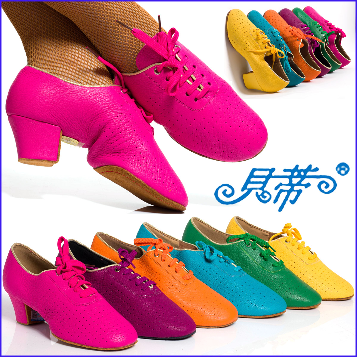 New spot t1-B Betty two-point bottom teacher shoes candy-colored soft deerskin Latin dancer shoes