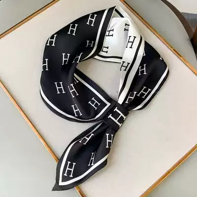 Shawl Korean spring and summer scarf tide Joker scarf decoration suit silk scarf small long temperament scarf hair band Female