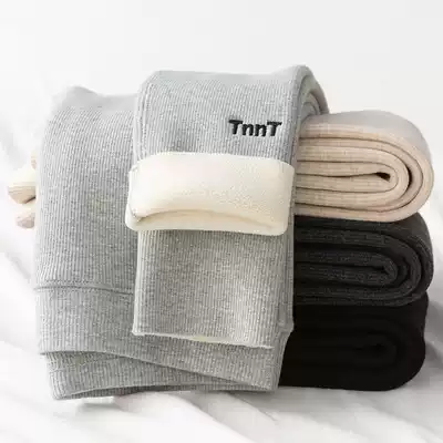 Plus velvet inner pants for women to wear slim-fitting warm thick thread thin large size cotton tight-fitting high-waist elastic cropped pants