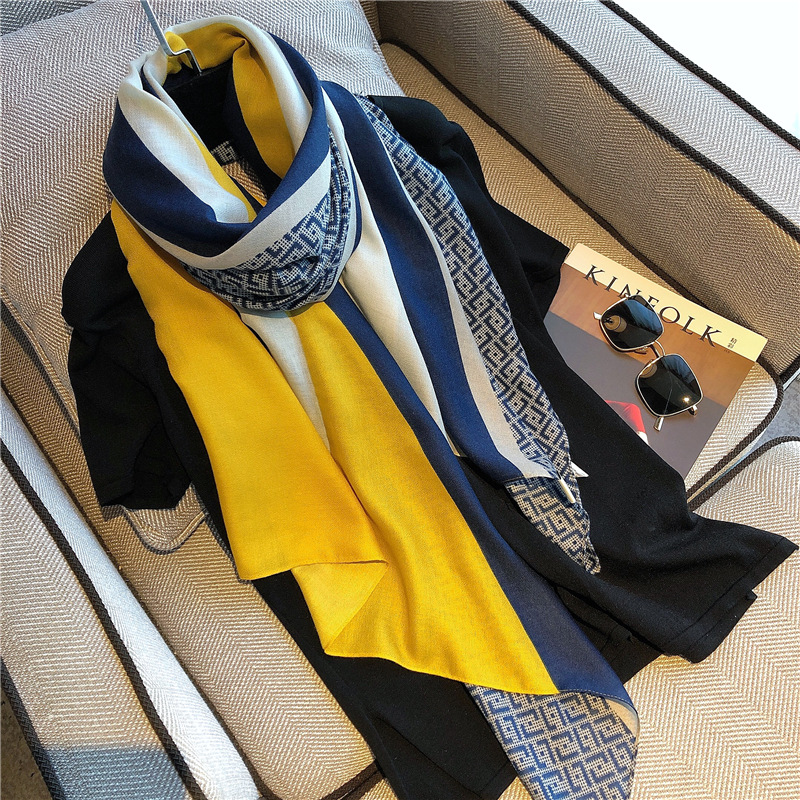 Scarf silk scarf women's wild spring and autumn summer increase long thin autumn style foreign fashion scarf shawl outside