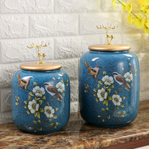 American creative ceramic storage cans ornaments home accessories European living room wine cabinet porch decoration candy storage cans