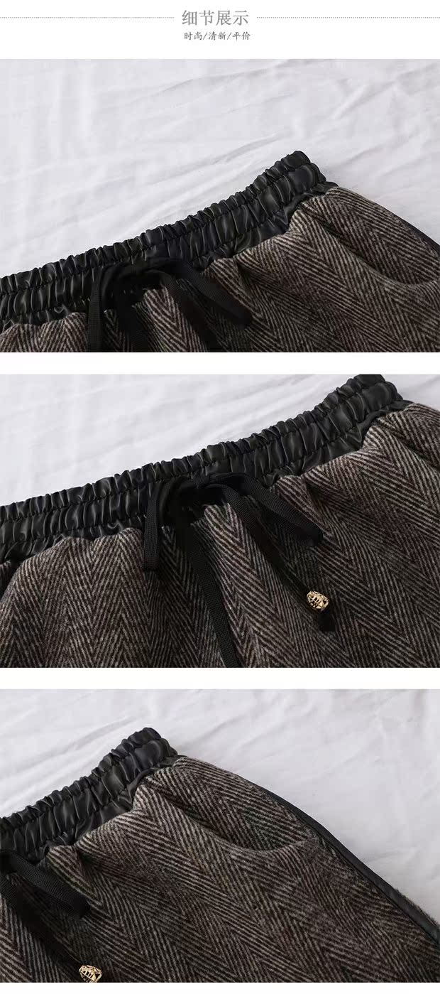 Phiên bản Hàn Quốc của PU da khâu quần short len ​​nữ 2018 mùa thu đông mới mới co giãn eo cao quần rộng ống rộng bên ngoài mặc quần bốt mẫu quần sooc nữ đẹp 2021