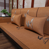 Chinese Red Wood Sofa Cushion Latex Coconut Palm Brown Solid Wood Furniture High Density Sofa Sponge Cushion Embroidered Cover Customize