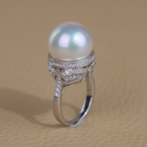 Customer Custom Leaf Floating recommended 18K gold diamond ring Natural seawater pearl Aussie white