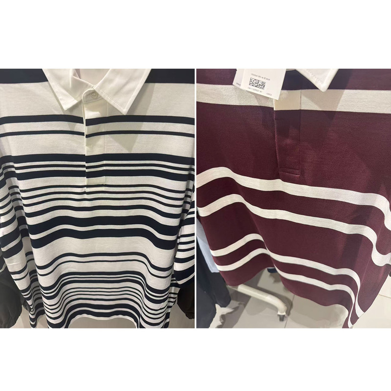 Authentic Men's Clothing from the Store, 2026 Summer Style, Striped Polo Collar Short-Sleeve Rugby Shirt 1333561, Free Shipping