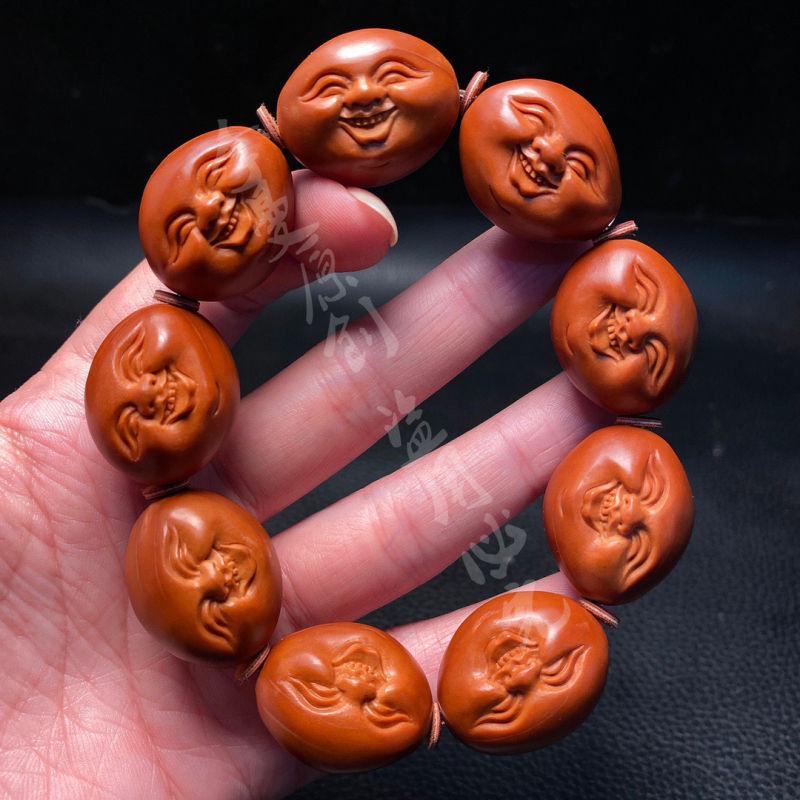 Olive Stone Bracelet with Carving 2.0 Large Seed Smiling Face Contentment and Happiness Pure Handmade Carving Factory Direct Sale Happiness Olive Stone Bracelet with Carving 2.0 Large Seed Smiling Face Contentment and Happiness Pure Handmade Carving Factory Direct Sale Happiness