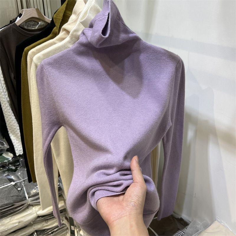 High-End Turtleneck Sweater Base Layer, New Autumn and Winter Slim-Fit, Flattering, Stacked Collar, Versatile Long-Sleeve Knit Top