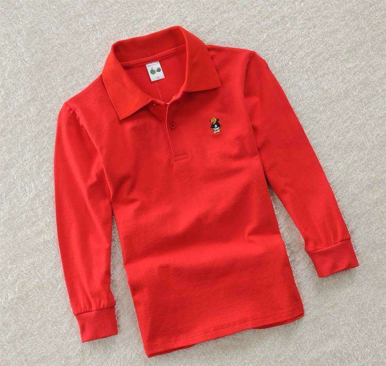 Mùa xuân và mùa thu Trẻ em mặc quần áo bé trai Mới áo thun dài tay cho bé trai Big Cotton Cotton Màu sắc hàng đầu Áo thun áo phông không cổ bé trai