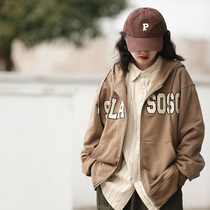 National Chaulian hat acrosse spring autumn loose casual zipper jacket hip-hop street minimalist lovers cardio-hoodie blouses