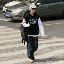 Sweatshirt waistcoat jacket female spring and autumn waistcoat Flocking Lazy Wind Out of Loose Not Even Hat Vest Student Tidal bf
