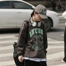 Spring and autumn American streets vintage round collar necropolis Hip Hop hip-hop loose bf Lazy Wind Long Sleeve Blouse